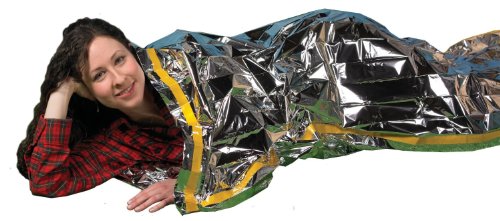 Product Cover Grizzly Gear Emergency Thermal Sleeping Bags (2 Pack) Weatherproof Mylar Disaster Survival Bivouac | 7 ft x 3 ft | Compact Lightweight Shelter Signal Reflective Utility | Premium Prepper