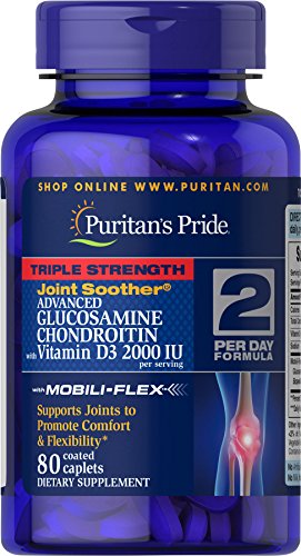 Product Cover Puritans Pride Triple Strength Glucosamine Chondroitin with Vitamin D3 Caplets, 80 Count