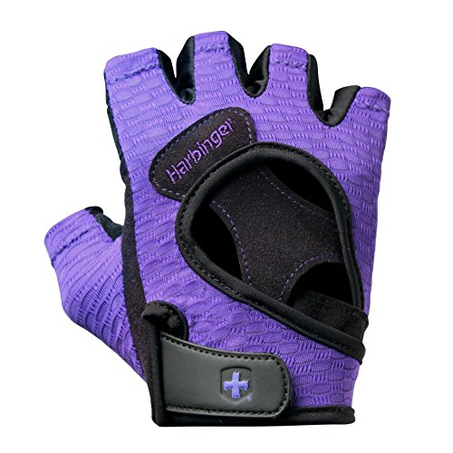 Product Cover Harbinger Women's Flexfit Wash and Dry Weightlifting Gloves with Padded Leather Palm (Pair) (2017 Model), Purple, Medium