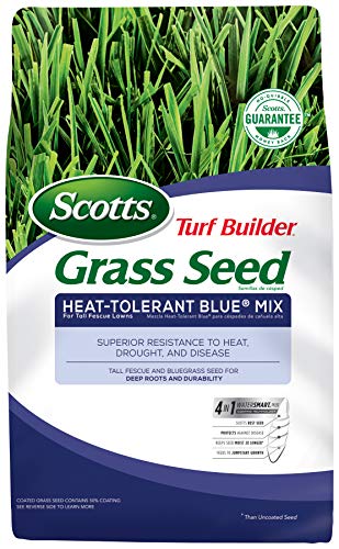 Product Cover Scotts 18296 Turf Builder Grass Seed Heat-Tolerant Blue Mix for Tall Fescue Lawns, 3 lb