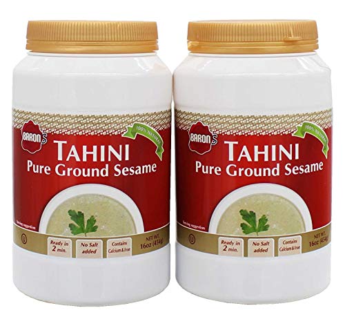 Product Cover Baron's Kosher 100% Pure Ground Sesame Tahini 16-ounce Jars (Pack of 2).
