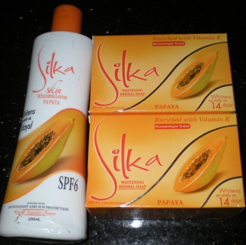 Product Cover Silka Papaya Soap & Lotion Set Natural Herbal Whitening Anti-Aging