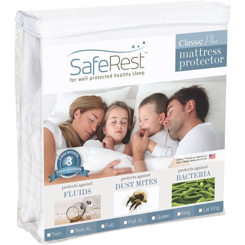 Product Cover SafeRest Twin Size Classic Plus Hypoallergenic 100% Waterproof Mattress Protector - Vinyl Free