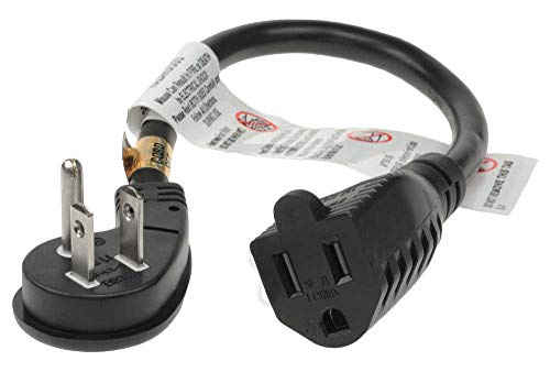Product Cover SF Cable, 1ft Ultra Low Profile Angle NEMA 5-15P to 5-15R with 12 inches 16/3 AWG SJT Black