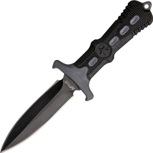Product Cover MTech USA MT-20-14GY Fixed Blade Neck Knife, Black Blade, Black/Grey Handle, 6-1/2-Inch Overall