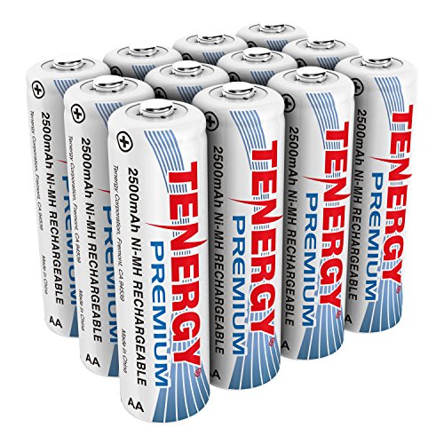 Product Cover Tenergy Premium Rechargeable AA Batteries, High Capacity 2500mAh NiMH AA Battery, AA Cell Battery, 12-Pack