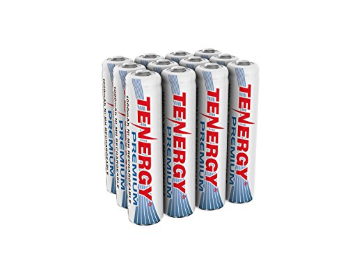 Product Cover Tenergy Premium Rechargeable AAA Batteries, High Capacity 1000mAh NiMH AAA Batteries, AAA Cell Battery, 12-Pack