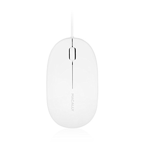 Product Cover Macally 3 Button USB Optical Wired Computer Mouse 1000DPI with 5 foot cord, compatible with Mac, Macbooks, and Windows PC Laptops (ICEMOUSE2), White