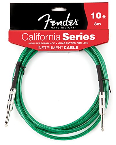 Product Cover Fender California Series Instrument Cable for electric guitar, bass guitar, electric mandolin, pro audio - Surf Green - 20'