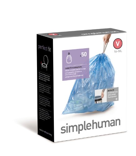 Product Cover simplehuman Custom Fit Trash Can Recycling Liner V, 16-18 L/ 4.2-4.8 Gal, 50-Count Box