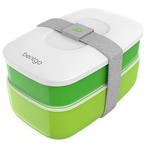 Product Cover Bentgo Classic - All-in-One Stackable Bento Lunch Box Container - Sleek and Modern Bento-Style Design Includes 2 Stackable Containers, Built-in Plastic Utensil Set, and Nylon Sealing Strap (Green)