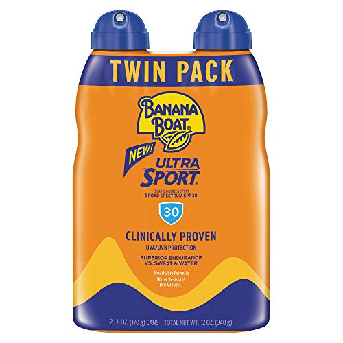 Product Cover Banana Boat Sunscreen Sport Performance, Broad Spectrum Sunscreen Spray - SPF 30 - 6 Ounce Twin Pack