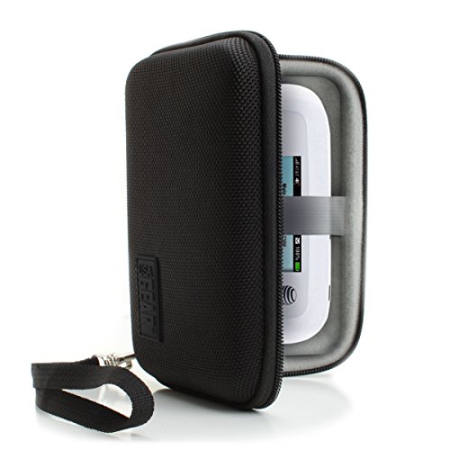 Product Cover USA Gear Portable WiFi Hotspot for Travel Carrying Case with Wrist Strap - Compatible with 4G LTE Wi-Fi Mobile Hotspots from Verizon, Velocity, Skyroam Solis, GlocalMe, Netgear, and More - Black