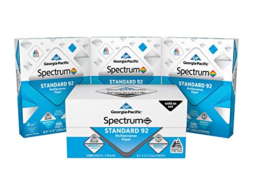 Product Cover Georgia-Pacific Spectrum Standard 92 Multipurpose Paper, 8.5 x 11 Inches, 1 box of 3 packs (1500 Sheets) (998606)