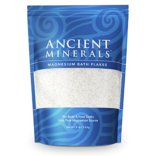 Product Cover Ancient Minerals Magnesium Bath Flakes of Pure Genuine Zechstein Chloride - Resealable Magnesium Supplement Bag That Will Outperform Leading Epsom Salts (8 lb)