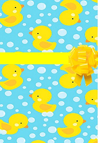 Product Cover Baby Shower Rubber Ducky Yellow Duck Gift Wrap Wrapping Paper - Bright & Vivid