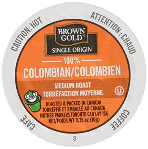 Product Cover Brown Gold Single Origin Coffee Capsules, 100% Colombian, Medium Roast, Compatible with Keurig K-Cup Brewers, 24 Count