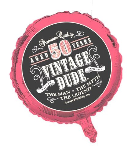 Product Cover Creative Converting Vintage Dude 50th Birthday 2-Sided Round Mylar Balloon (041567)