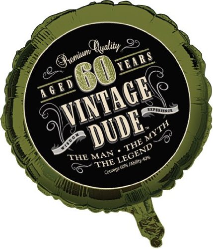 Product Cover Creative Converting Vintage Dude 60th Birthday 2-Sided Round Mylar Balloon - 041667