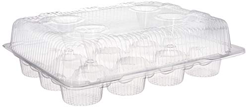 Product Cover Oasis Supply PJP LBH-9222-12 12-Compartment Cupcake Container with Hinged Lid, Clear