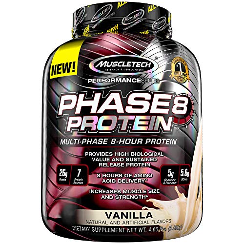 Product Cover MuscleTech Phase8 Protein Powder, Sustained Release 8-Hour Protein Shake, Vanilla, 4.6 Pound