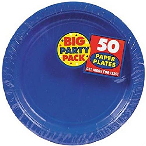 Product Cover Amscan AMI 630732.105 Plastic Lunch Plates, 10.5-Inch, Bright Royal Blue ( pack of 50 )