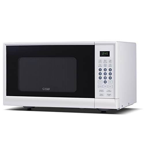 Product Cover Commercial Chef CHM990W 900 Watt Counter Top Microwave Oven, 0.9 Cubic Feet, White Cabinet
