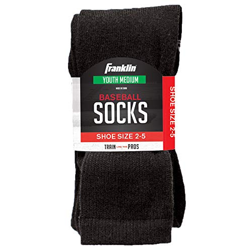 Product Cover Franklin Sports Youth Baseball Socks - Baseball and Softball  Socks - Black - Medium