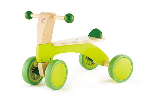 Product Cover Hape Scoot Around Ride On Wood Bike | Award Winning Four Wheeled Wooden Push Balance Bike Toy for Toddlers with Rubberized Wheels, Bright Green