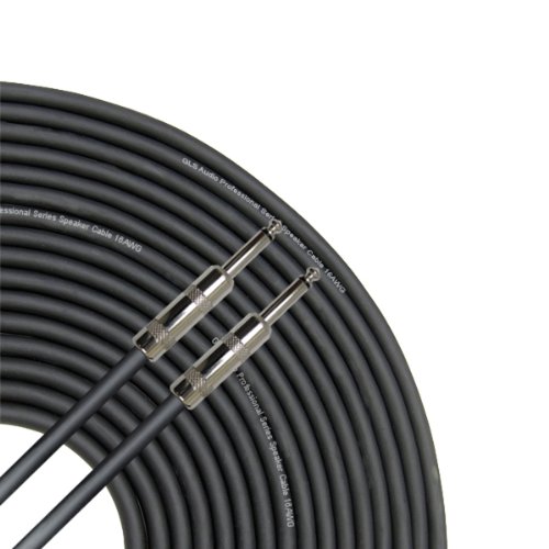 Product Cover GLS Audio 100 Feet Speaker Cable 16AWG Patch Cords - 100 ft 1/4 Inch to 1/4 Inch Professional Speaker Cables 100 Foot Black 16 Gauge Wire - Pro 100' Phono 6.3mm Cord 16G - Single