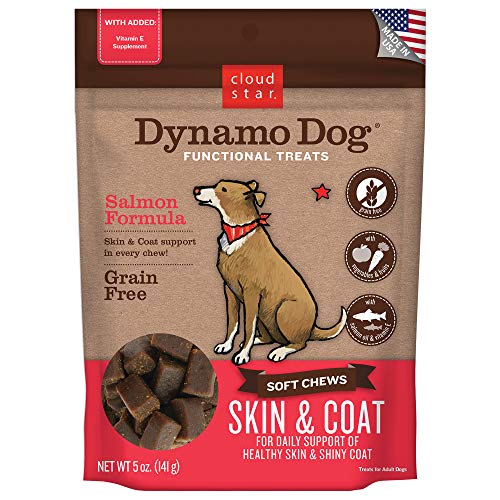 Product Cover Cloud Star Dynamo Dog Skin & Coat Treats - Chewy Treat with Fish Oil for Shiny Coat (5 oz. Salmon)