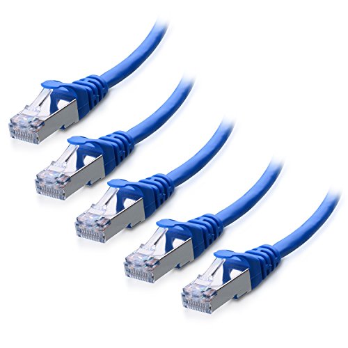 Product Cover Cable Matters 5-Pack Snagless Cat 6a, Cat6a (SSTP, SFTP) Shielded Ethernet Cable in Blue 5 Feet