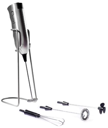 Product Cover Ozeri Deluxe Milk Frother and Whisk in Stainless Steel with Stand and 4-Frothing Attachments