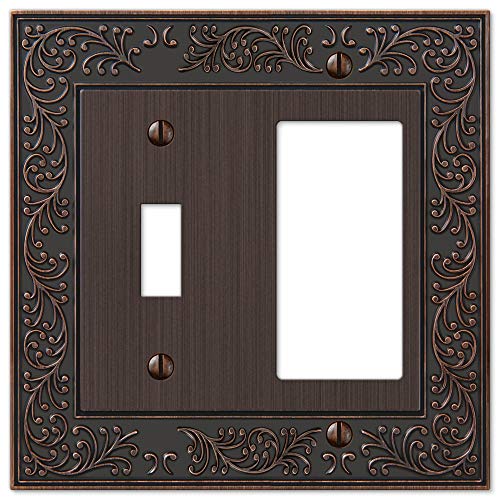 Product Cover Amerelle English Garden Single Toggle/Single Rocker Cast Metal Wallplate in Aged Bronze