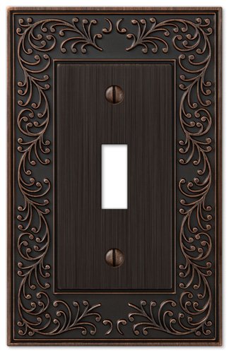 Product Cover Amerelle English Garden Single Toggle Cast Metal Wallplate in Aged Bronze