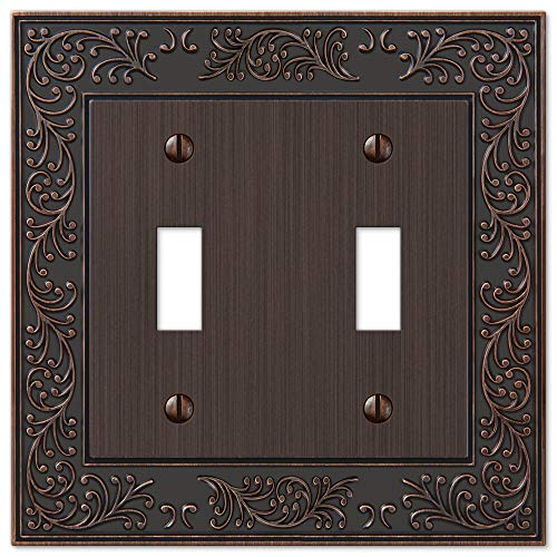 Product Cover Amerelle English Garden Double Toggle Cast Metal Wallplate in Aged Bronze