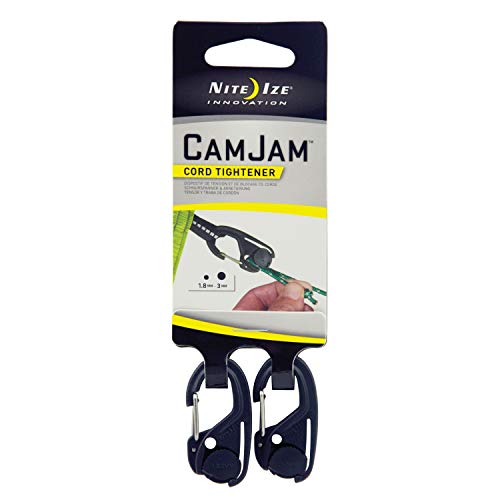 Product Cover Nite Ize CamJam Small Cord Tightener 2 Pack, Lightweight Plastic Tie Down Cam Mechanism With Carabiner Clip, Great For Tying Down Tents + Tarps