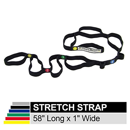 Product Cover TheraBand Stretch Strap with Loops to Increase Flexibility, Dynamic Stretching Tool for Athletes Including Dancers, Cheerleaders, Gymnasts, Runners, Pilates and Yoga Elastic Stretch Out Band