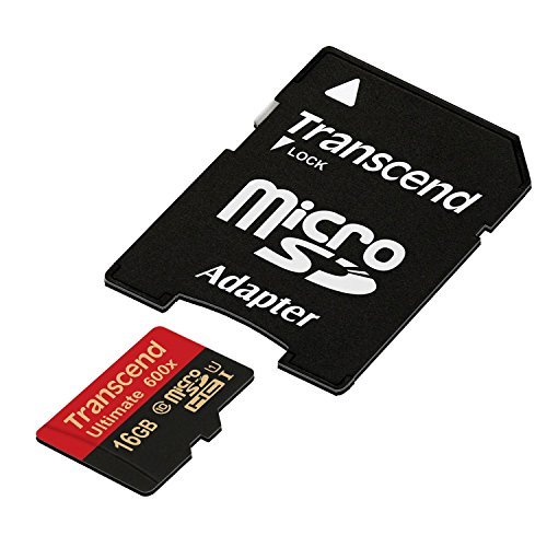 Product Cover Transcend 16 GB MicroSDHC Class 10 UHS-I Memory Card with Adapter 90 Mb/s (TS16GUSDHC10U1)