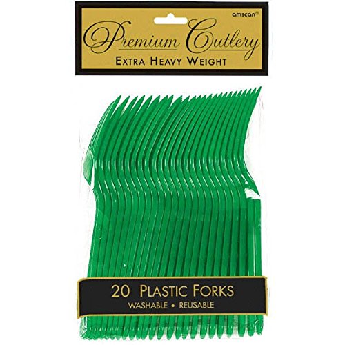 Product Cover Premium Heavy Weight Plastic Forks | Festive Green | Pack of 20 | Party Supply