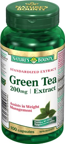 Product Cover Nature's Bounty Green Tea Pills and Herbal Health Supplement, Assists in Weight Management, 200mg, 100 Capsules