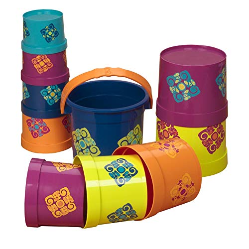 Product Cover B. toys by Battat-Bazillion Buckets Nesting Cups-10 Colorful Stacking Cups for Kids 18m +, Multicolor