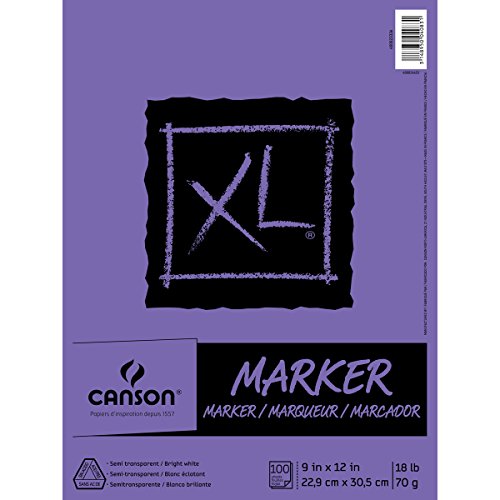 Product Cover Canson XL Series Marker Paper Pad, Semi Translucent for Pen, Pencil or Marker, Fold Over, 18 Pound, 9 x 12 Inch, White, 100 Sheets (400023336)