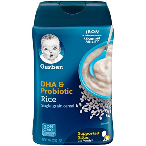 Product Cover Gerber DHA & Probiotic Single-Grain Rice Baby Cereal, 8 Ounces (Pack of 6)