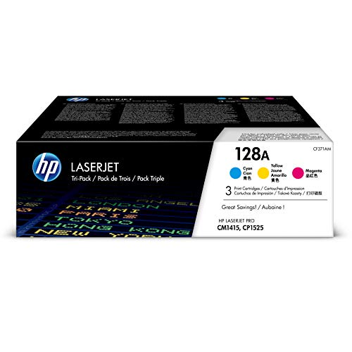 Product Cover HP 128A | CE321A, CE322A, CE323A | 3 Toner Cartridges | Cyan, Yellow, Magenta