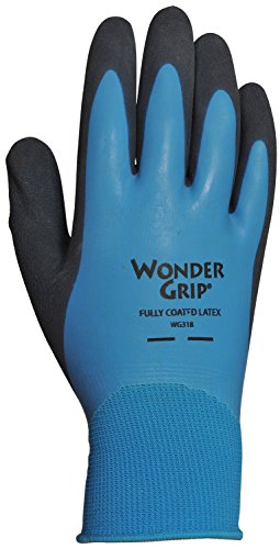 Product Cover Wonder Grip WG318XL Liquid-Proof Double-Coated/Dipped Natural Latex Rubber Work Gloves 13-Gauge Seamless Nylon, X-Large, X-Large