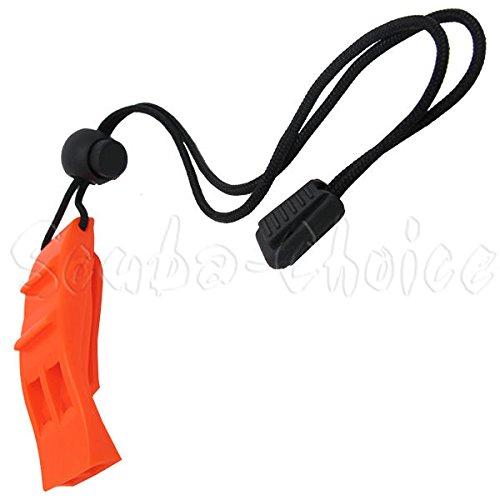 Product Cover Scuba Choice Scuba Diving Dive Orange Safety Dolphin Shape Whistle Loudest with Lanyard and Clip