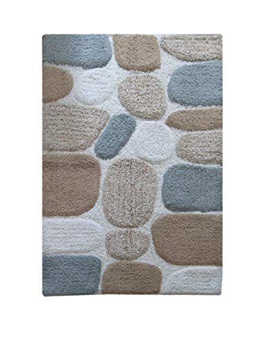 Product Cover Chardin Home - 100% Pure Cotton Pebbles Bath Rug,  Large,  27'' W x 45'' L, Gray-Beige - Easy Care Machine Wash