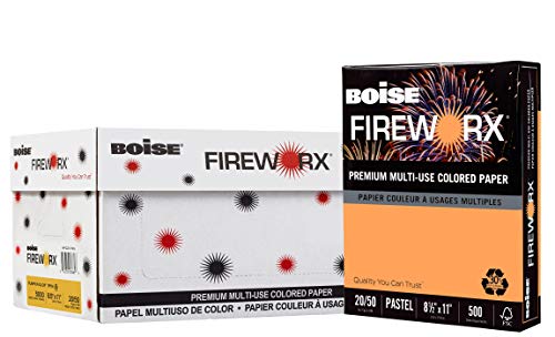 Product Cover Boise Paper MP-2201-PKN-CTN BOISE FIREWORX Premium Multi-Use Colored Paper, 8.5 x 11, Pumpkin Glow, 20 lb, 10 ream carton (5,000 Sheets)