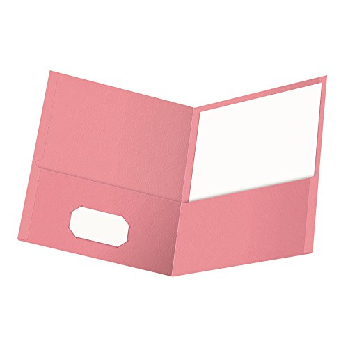 Product Cover Oxford Twin-Pocket Folders, Textured Paper, Letter Size, Pink, Holds 100 Sheets, Box of 25 (57568EE)